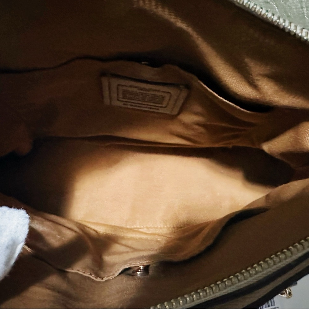 Coach shoulder bag Cream Leather Satchel with Signature Trim and Gold Hardware - Picture 8 of 17